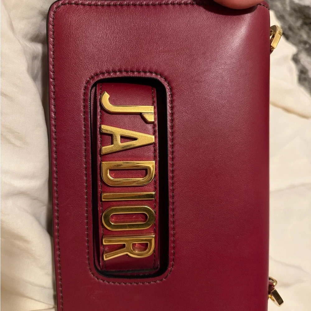 Dior J'Adior Burgundy Leather Crossbody Bag